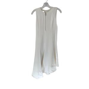 Akris Punto White Sleeveless Zipper Lagenlook Asymmetrical Sheath‎ Dress Size 2